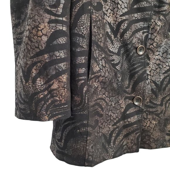 Chico's XL Size 3 Jacket Blazer Linen Blend Safari Exotic Animal Print Pockets - Picture 10 of 10